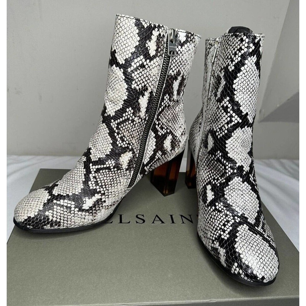 NWB AllSaints Womens 9M Roka Zip Boot Calf Snake P Shoes Python